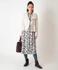 RBEAF10430 HIROKO BIS(ヒロコ ビス) ペイント柄タックフレアワンピース /洗濯機で洗える アイボリー