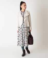 RBEAF10430 HIROKO BIS(ヒロコ ビス) ペイント柄タックフレアワンピース /洗濯機で洗える アイボリー