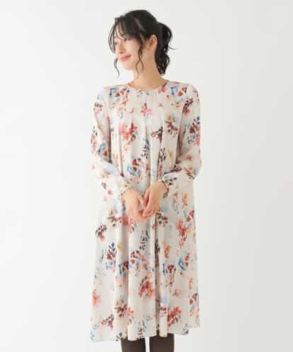 RBEAU05390 HIROKO BIS 【洗濯機で洗える】フラワー柄フレアシルエットワンピース