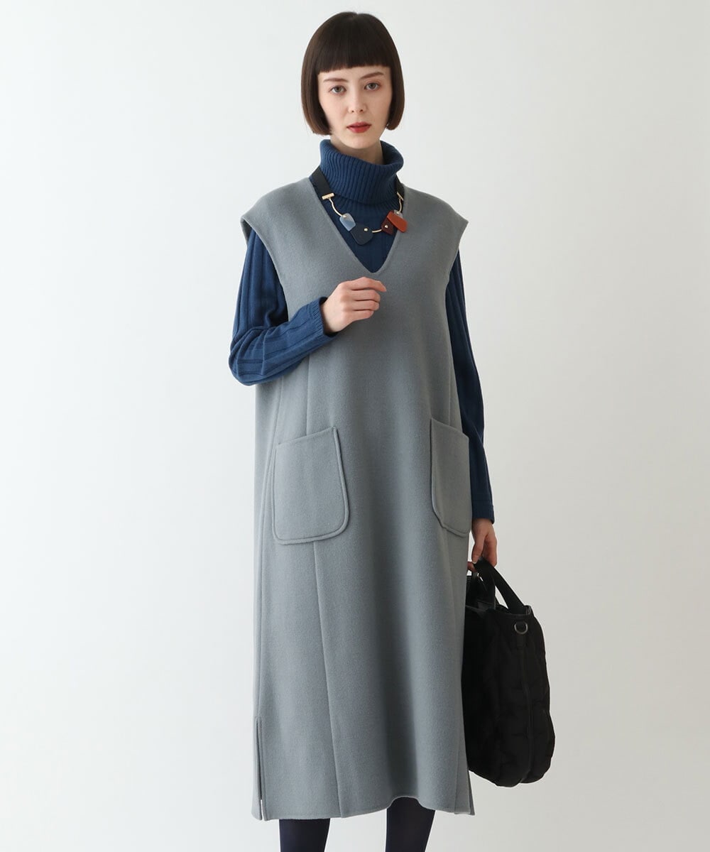 RBEAV02430 HIROKO BIS(ヒロコ ビス) ウールリバージャンパースカート グレー