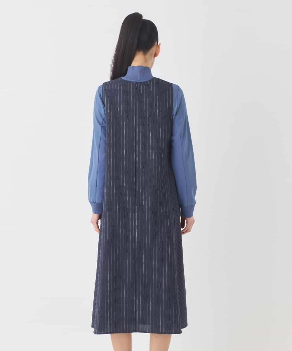 RBEDD03390 HIROKO BIS(ヒロコ ビス) ピンストライプフレアジャンパースカート ネイビー