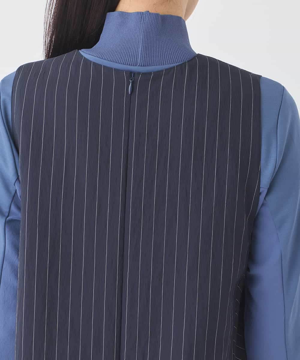 RBEDD03390 HIROKO BIS(ヒロコ ビス) ピンストライプフレアジャンパースカート ネイビー