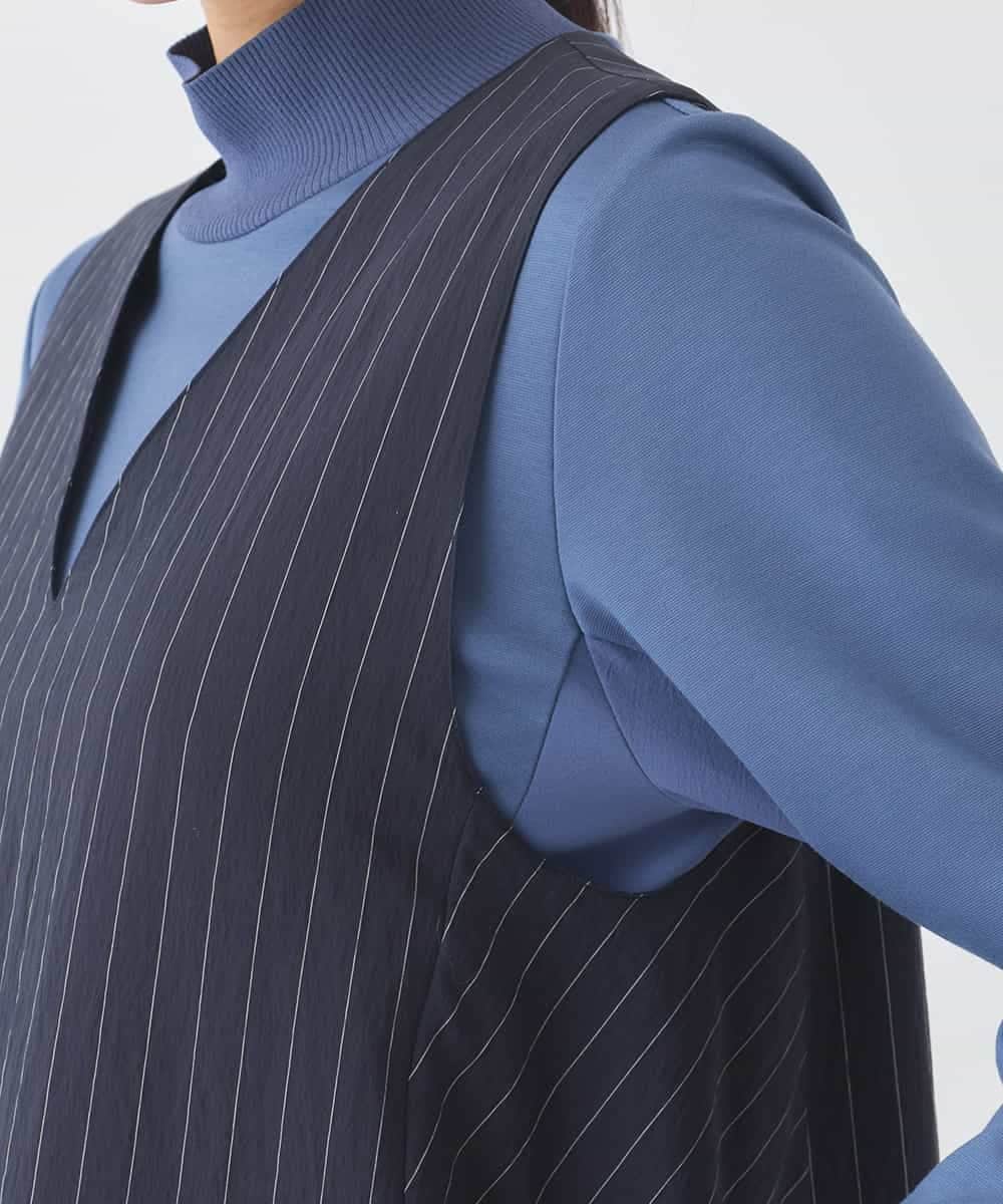 RBEDD03390 HIROKO BIS(ヒロコ ビス) ピンストライプフレアジャンパースカート ネイビー