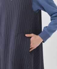 RBEDD03390 HIROKO BIS(ヒロコ ビス) ピンストライプフレアジャンパースカート ネイビー