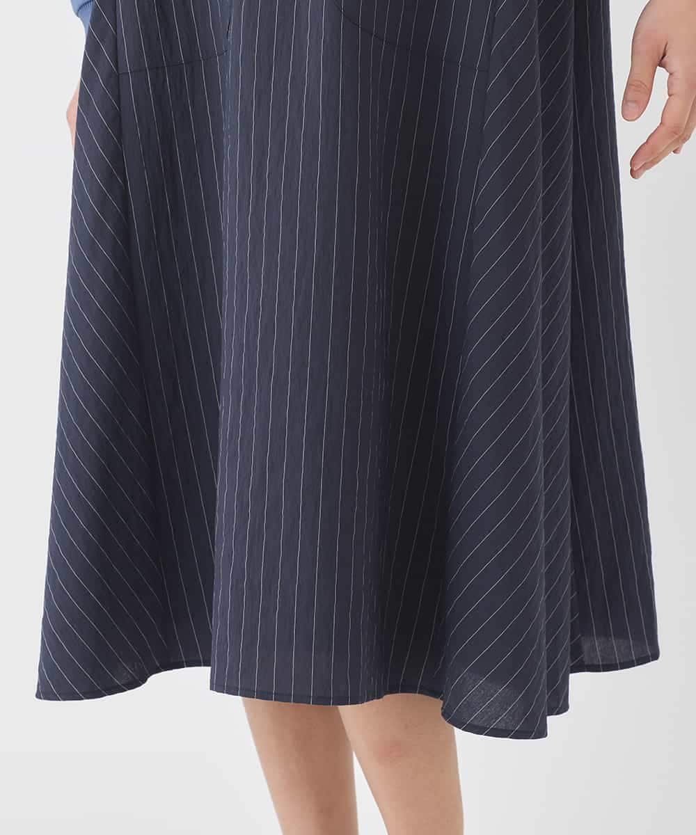 RBEDD03390 HIROKO BIS(ヒロコ ビス) ピンストライプフレアジャンパースカート ネイビー