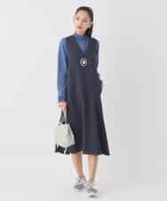 RBEDD03390 HIROKO BIS(ヒロコ ビス) ピンストライプフレアジャンパースカート ネイビー