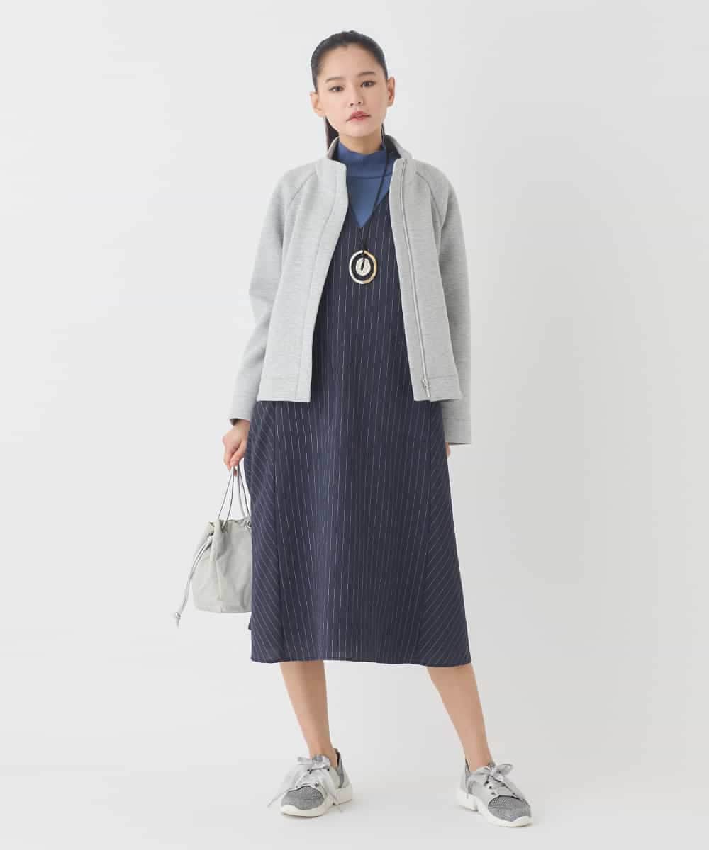 RBEDD03390 HIROKO BIS(ヒロコ ビス) ピンストライプフレアジャンパースカート ネイビー