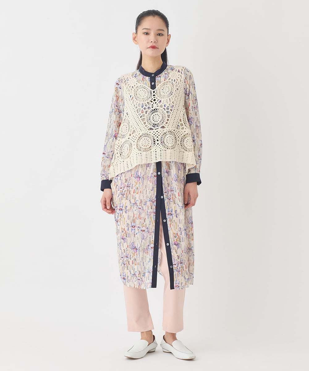 RBEDD07490 HIROKO BIS(ヒロコ ビス) アイリスモチーフタックワンピース アイボリー