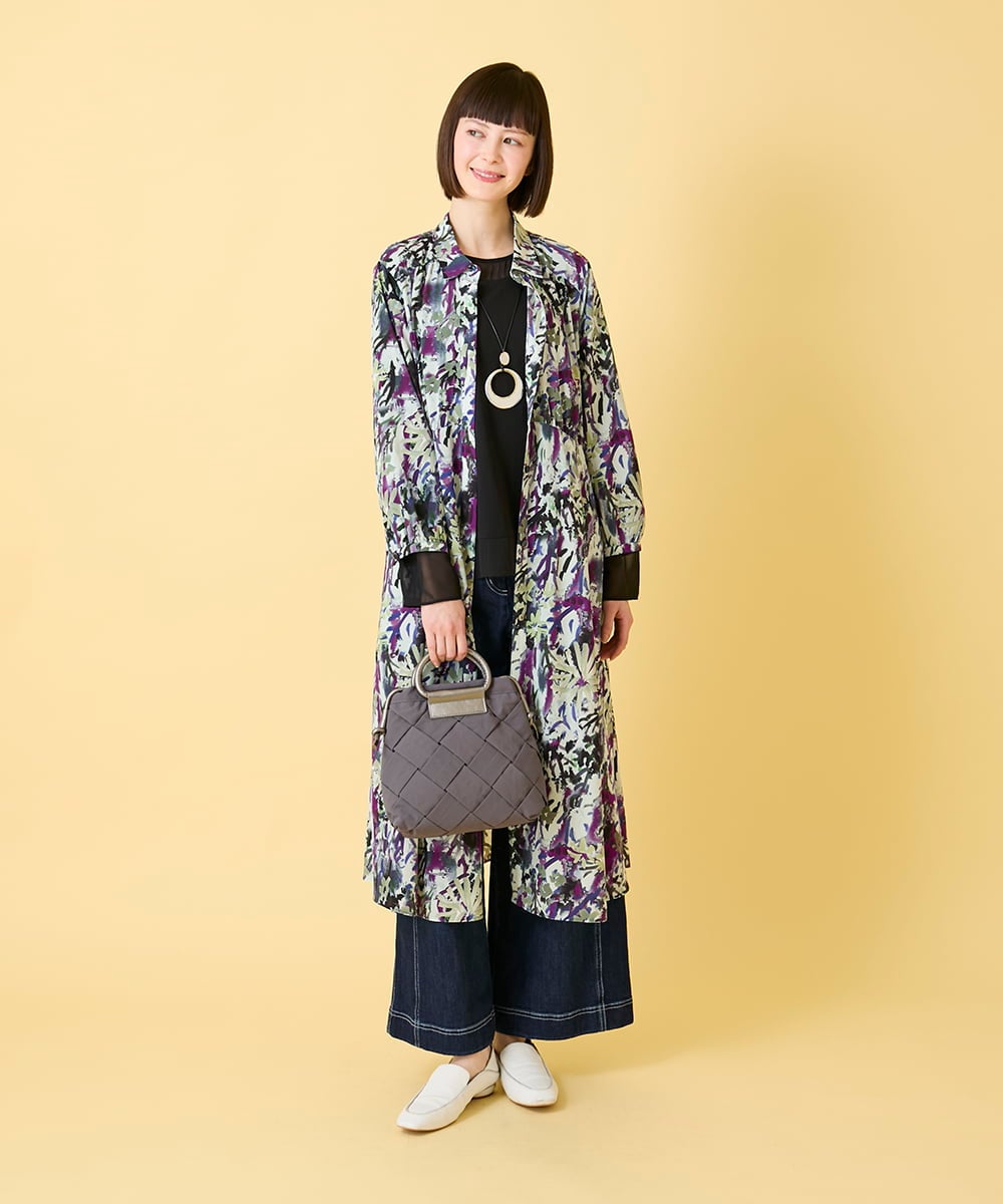 RBEED20490 HIROKO BIS(ヒロコ ビス) フラワープリントシャツカラーワンピース /洗濯機で洗える ネイビー