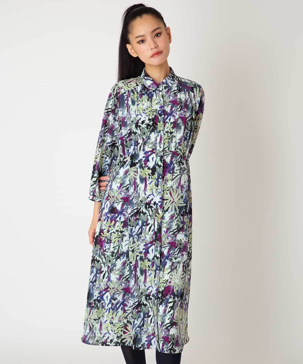 RBEED20490 HIROKO BIS 【先行予約】フラワープリントシャツカラーワンピース