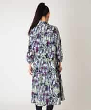 RBEED20490 HIROKO BIS(ヒロコ ビス) 【先行予約】フラワープリントシャツカラーワンピース ネイビー