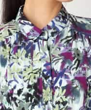 RBEED20490 HIROKO BIS(ヒロコ ビス) 【先行予約】フラワープリントシャツカラーワンピース ネイビー