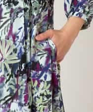 RBEED20490 HIROKO BIS(ヒロコ ビス) 【先行予約】フラワープリントシャツカラーワンピース ネイビー