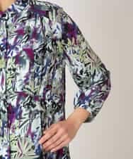 RBEED20490 HIROKO BIS(ヒロコ ビス) 【先行予約】フラワープリントシャツカラーワンピース ネイビー