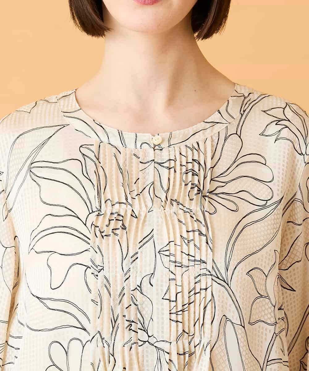 RBEED56490 HIROKO BIS(ヒロコ ビス) ボタニカルモチーフピンタックドレス アイボリー