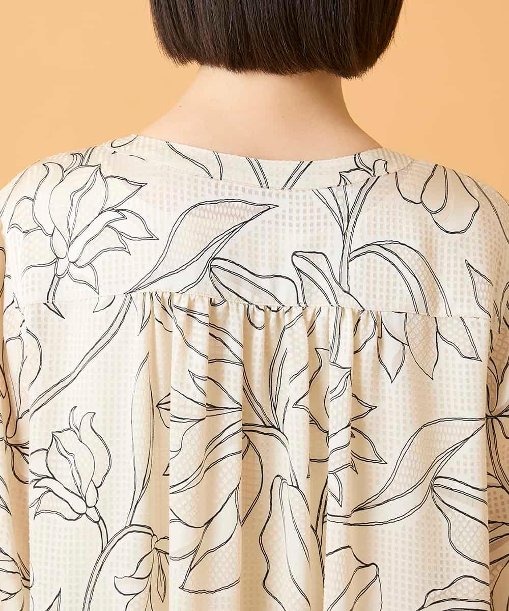 RBEED56490 HIROKO BIS(ヒロコ ビス) ボタニカルモチーフピンタックドレス アイボリー