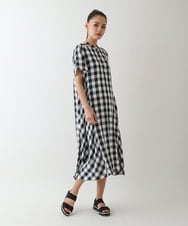 RBEFB35430 HIROKO BIS(ヒロコ ビス) ギンガムサッカーデザインワンピース /洗える ブラック