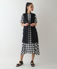 RBEFB35430 HIROKO BIS(ヒロコ ビス) ギンガムサッカーデザインワンピース /洗える ブラック