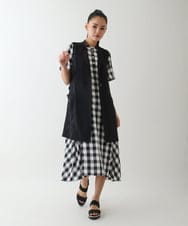 RBEFB35430 HIROKO BIS(ヒロコ ビス) ギンガムサッカーデザインワンピース /洗える ブラック