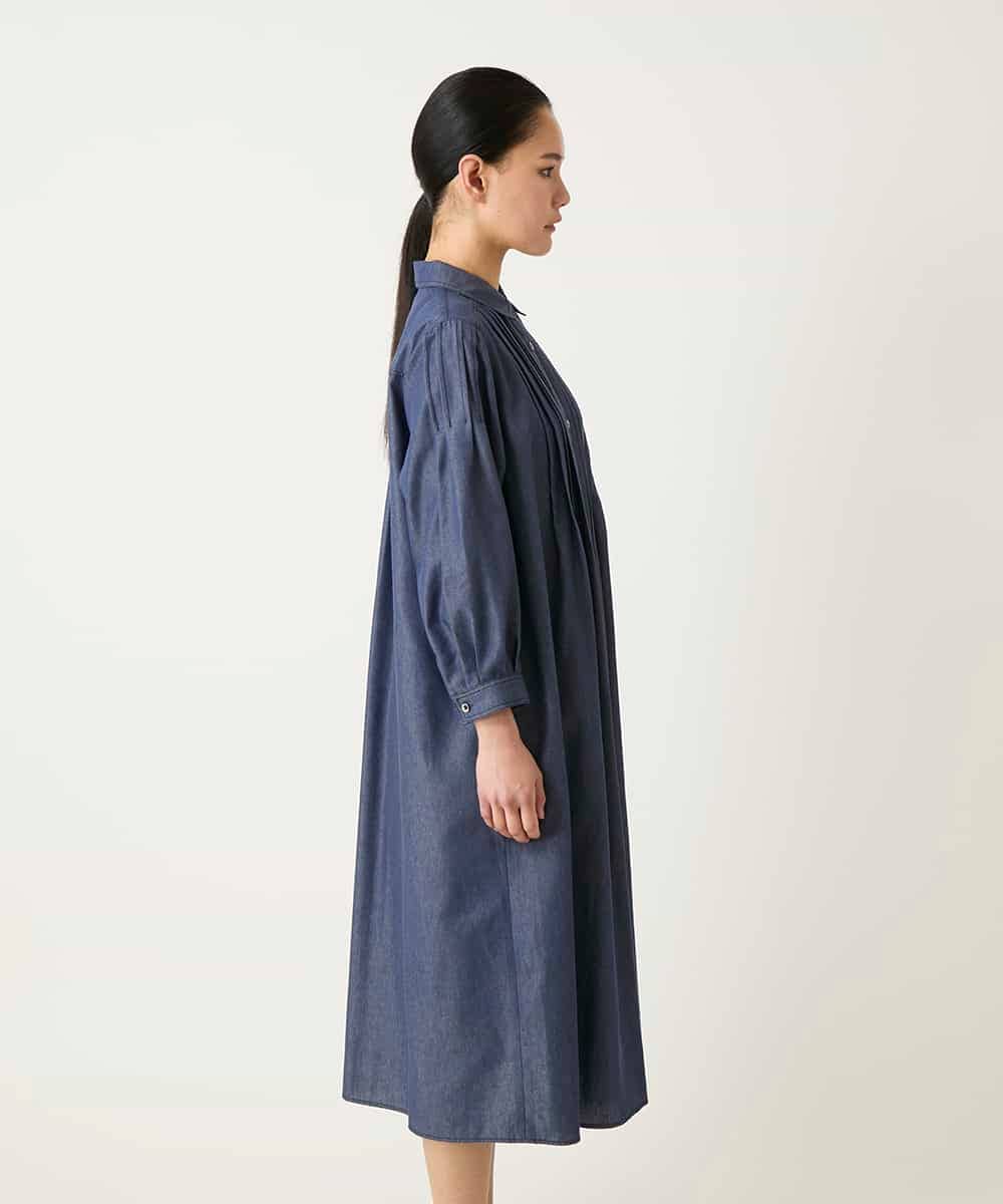 RBEFD41330 HIROKO BIS(ヒロコ ビス) ピンタックデザインダンガリーワンピース ネイビー