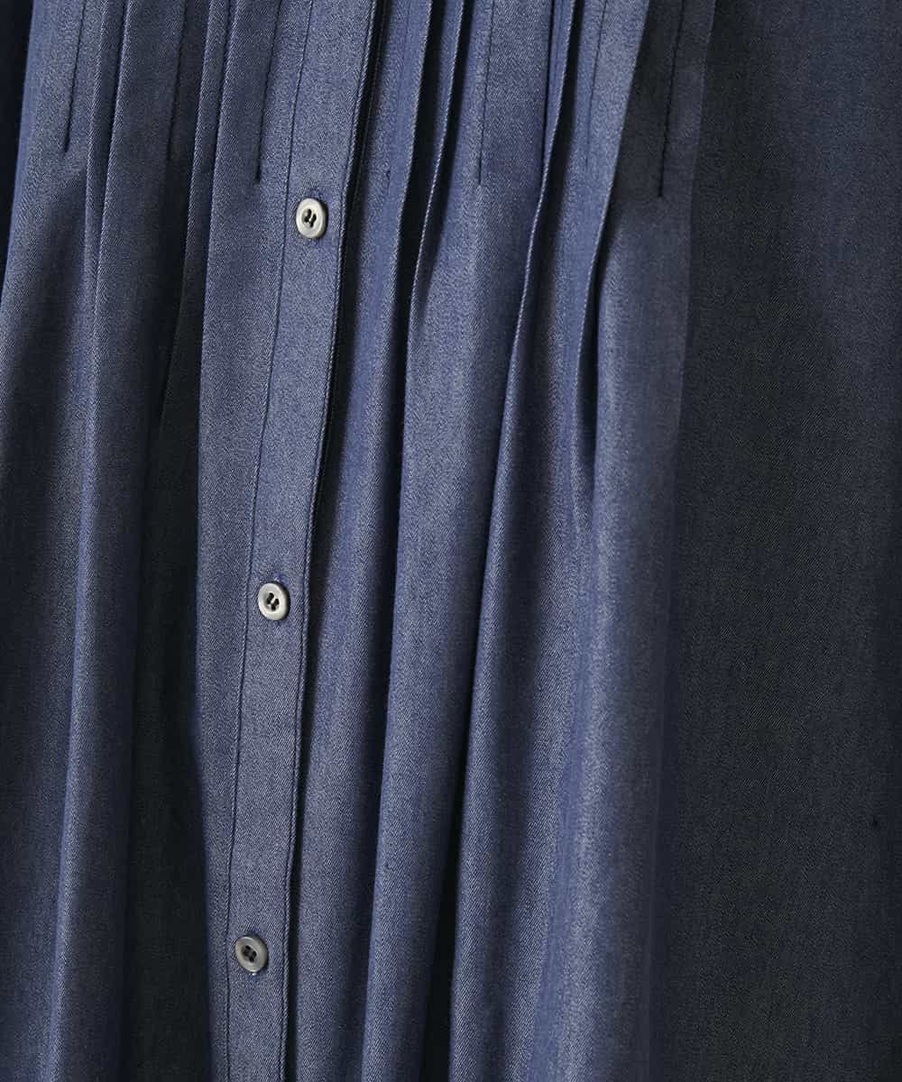 RBEFD41330 HIROKO BIS(ヒロコ ビス) ピンタックデザインダンガリーワンピース ネイビー