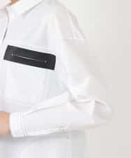 RBEFP10290 HIROKO BIS(ヒロコ ビス) 【洗濯機で洗える】ステッチシャツドレス ホワイト