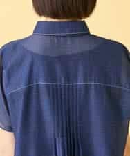 RBEGE31340 HIROKO BIS(ヒロコ ビス) 【先行予約】サテンデニムピンタックデザインワンピース ネイビー