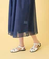 RBEGE31340 HIROKO BIS(ヒロコ ビス) 【先行予約】サテンデニムピンタックデザインワンピース ネイビー