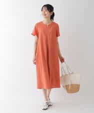 RBEGT03360 HIROKO BIS(ヒロコ ビス) 【洗濯機で洗える】ドライタッチAラインワンピース オレンジ
