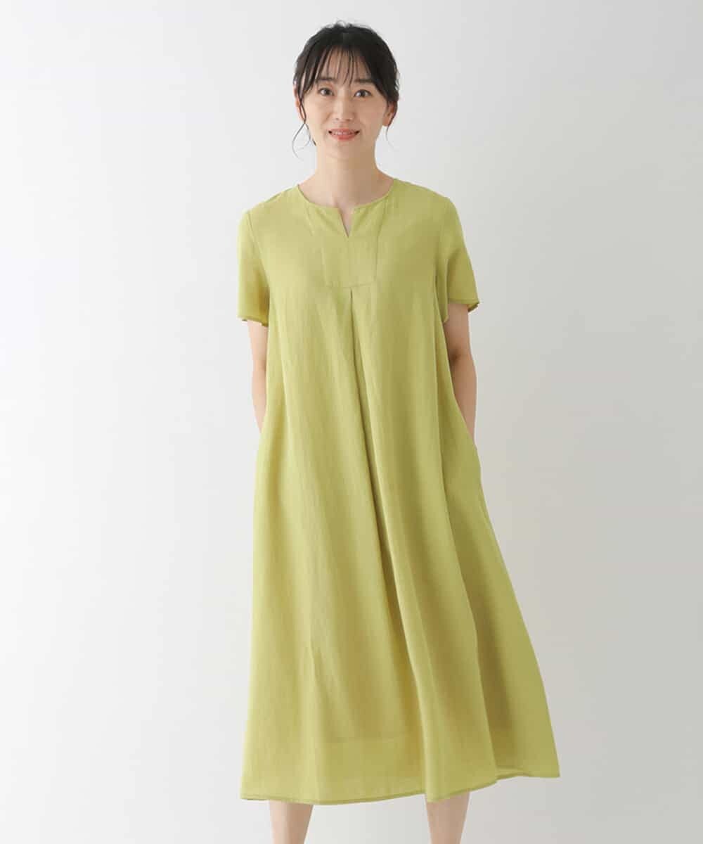 RBEGT03360 HIROKO BIS(ヒロコ ビス) 【洗濯機で洗える】ドライタッチAラインワンピース イエロー
