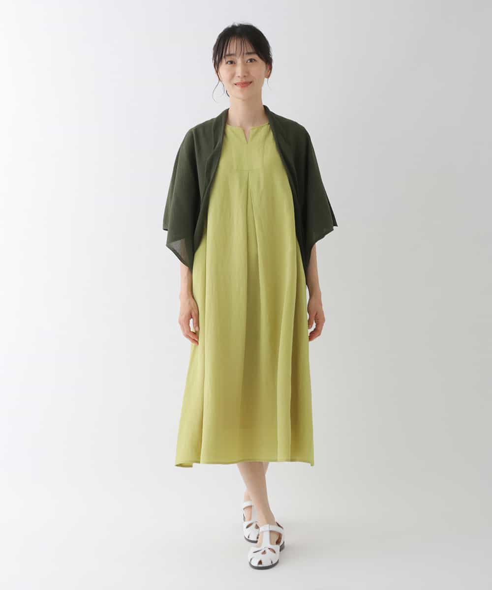 RBEGT03360 HIROKO BIS(ヒロコ ビス) 【洗濯機で洗える】ドライタッチAラインワンピース イエロー