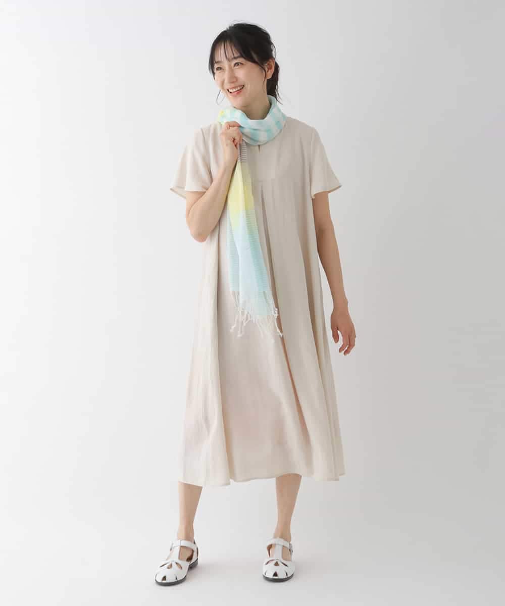RBEGT03360 HIROKO BIS(ヒロコ ビス) 【洗濯機で洗える】ドライタッチAラインワンピース ベージュ