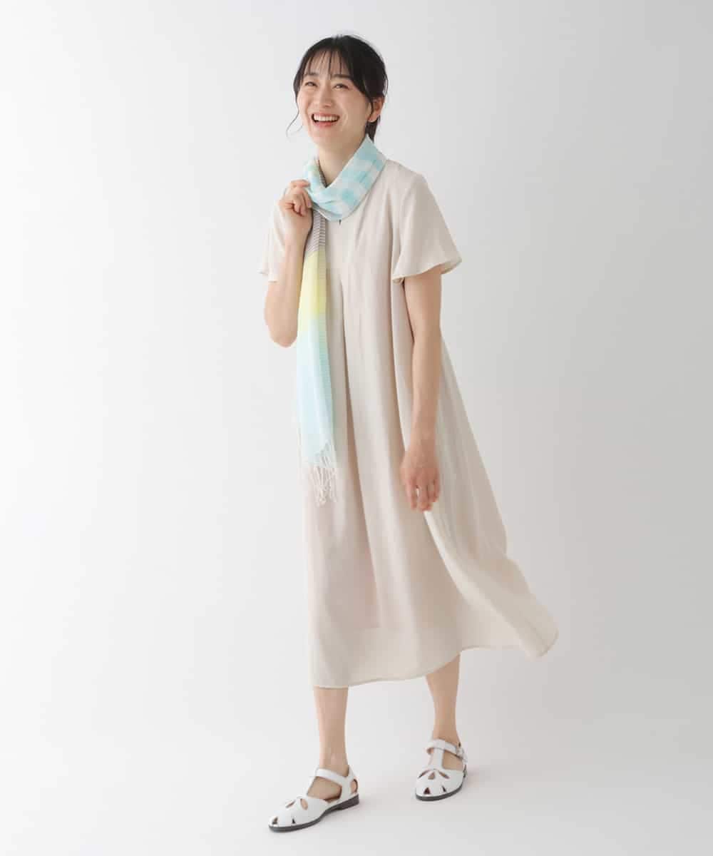 RBEGT03360 HIROKO BIS(ヒロコ ビス) 【洗濯機で洗える】ドライタッチAラインワンピース ベージュ