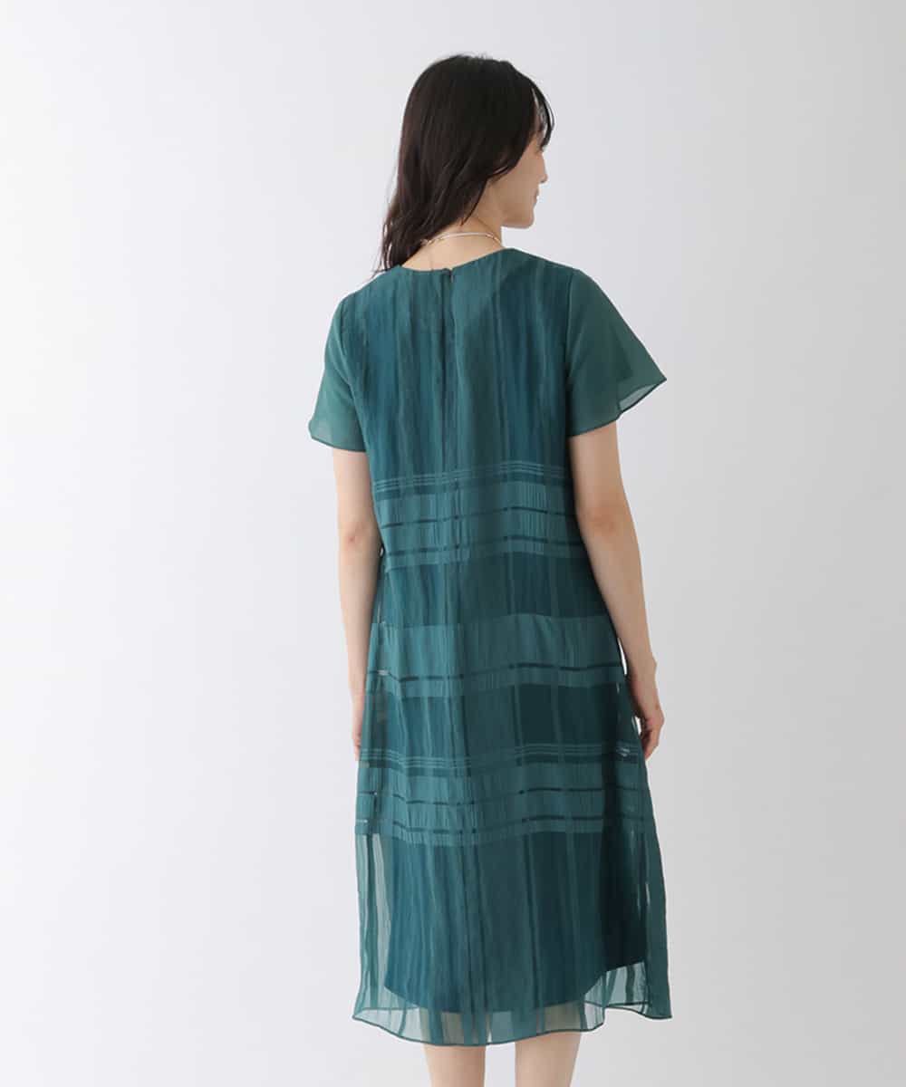 RBEGT10430 HIROKO BIS(ヒロコ ビス) チェックジャカードシアーワンピース グリーン