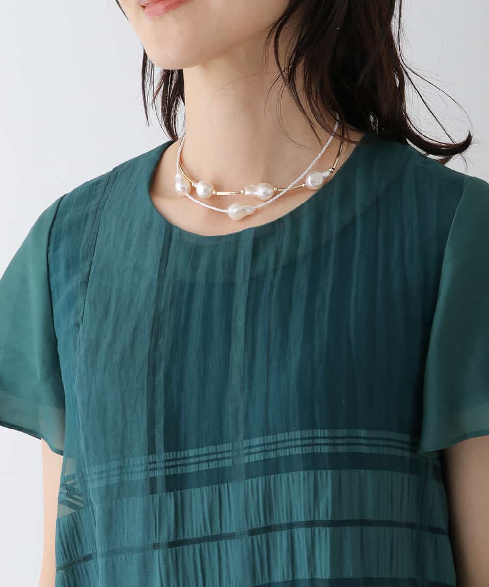 RBEGT10430 HIROKO BIS(ヒロコ ビス) チェックジャカードシアーワンピース グリーン