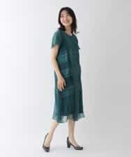 RBEGT10430 HIROKO BIS(ヒロコ ビス) チェックジャカードシアーワンピース グリーン