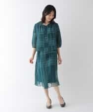 RBEGT10430 HIROKO BIS(ヒロコ ビス) チェックジャカードシアーワンピース グリーン
