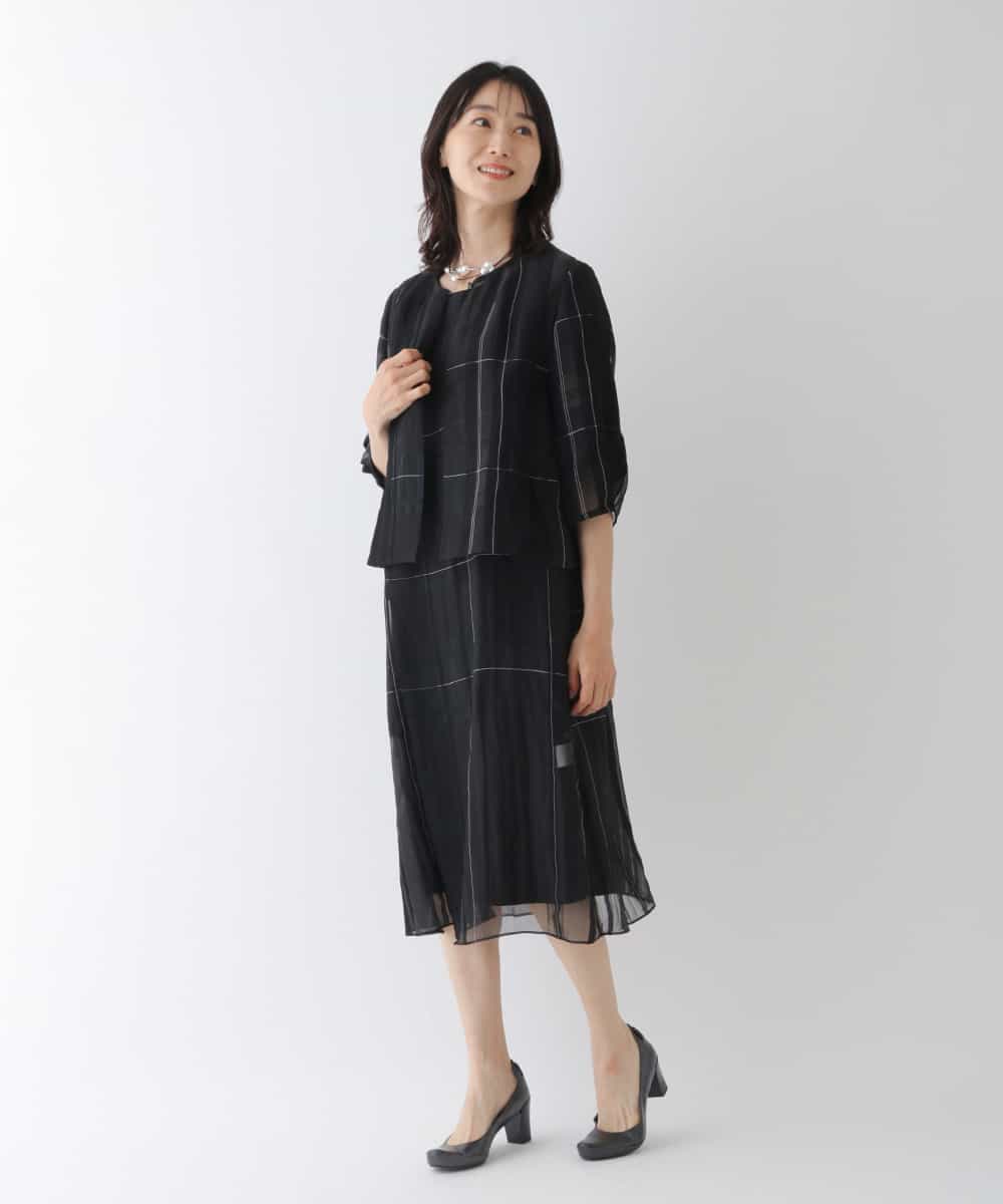RBEGT10430 HIROKO BIS(ヒロコ ビス) チェックジャカードシアーワンピース ブラック