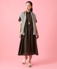 RBEHE21360 HIROKO BIS(ヒロコ ビス) タックデザインシャツワンピース /洗濯機で洗える ブルー