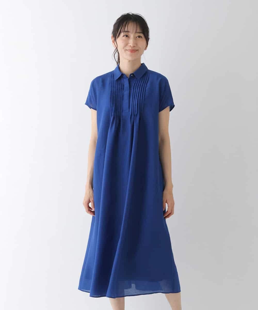 RBEHS11340 HIROKO BIS(ヒロコ ビス) 【洗濯機で洗える】【洗濯機で洗える】ピンタックエアリーワンピース ブルー