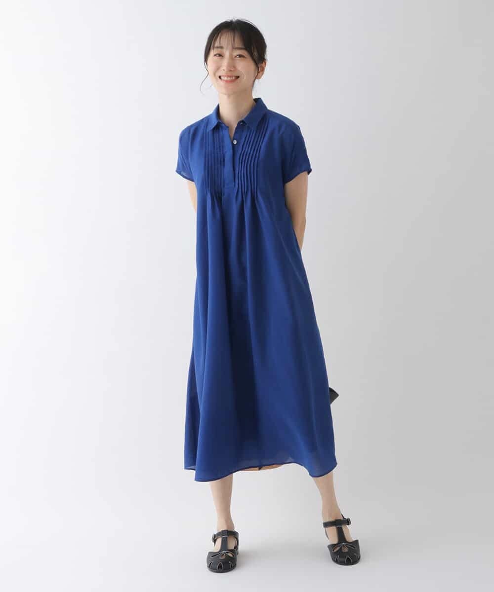 RBEHS11340 HIROKO BIS(ヒロコ ビス) 【洗濯機で洗える】【洗濯機で洗える】ピンタックエアリーワンピース ブルー
