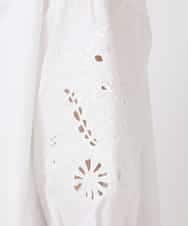 RBEHV21330 HIROKO BIS(ヒロコ ビス) 刺繍スリーブデザインシャツワンピース /洗える ホワイト