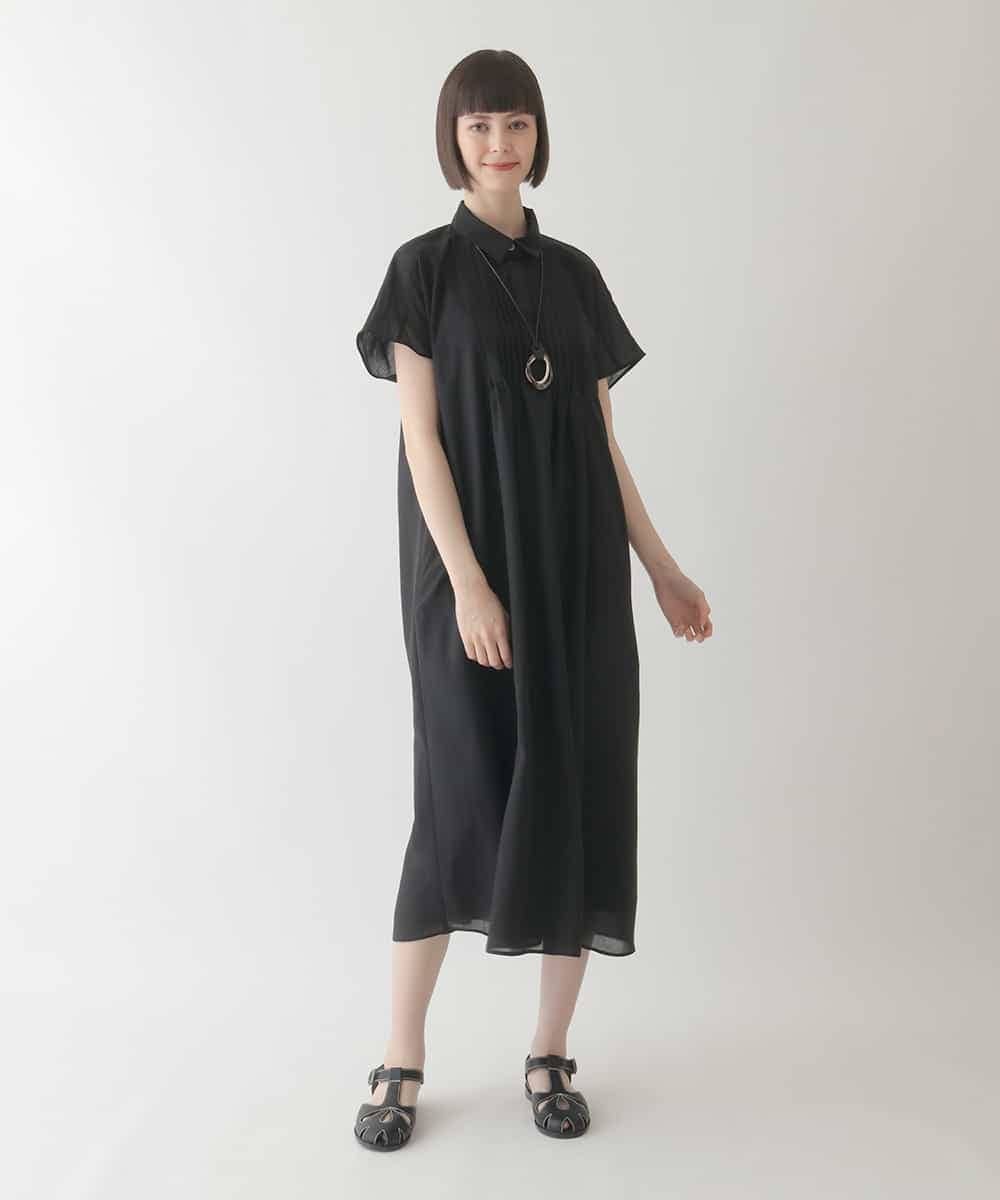 RBEIB31340 HIROKO BIS(ヒロコ ビス) ピンタックデザインシルエットワンピース /洗濯機で洗える イエロー