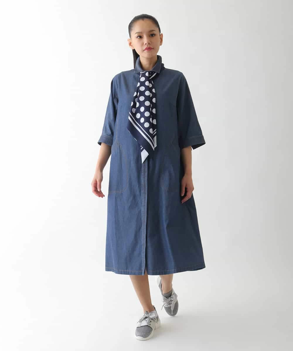 RBEJB02360 HIROKO BIS(ヒロコ ビス) ステッチポイントデニムワンピース ネイビー