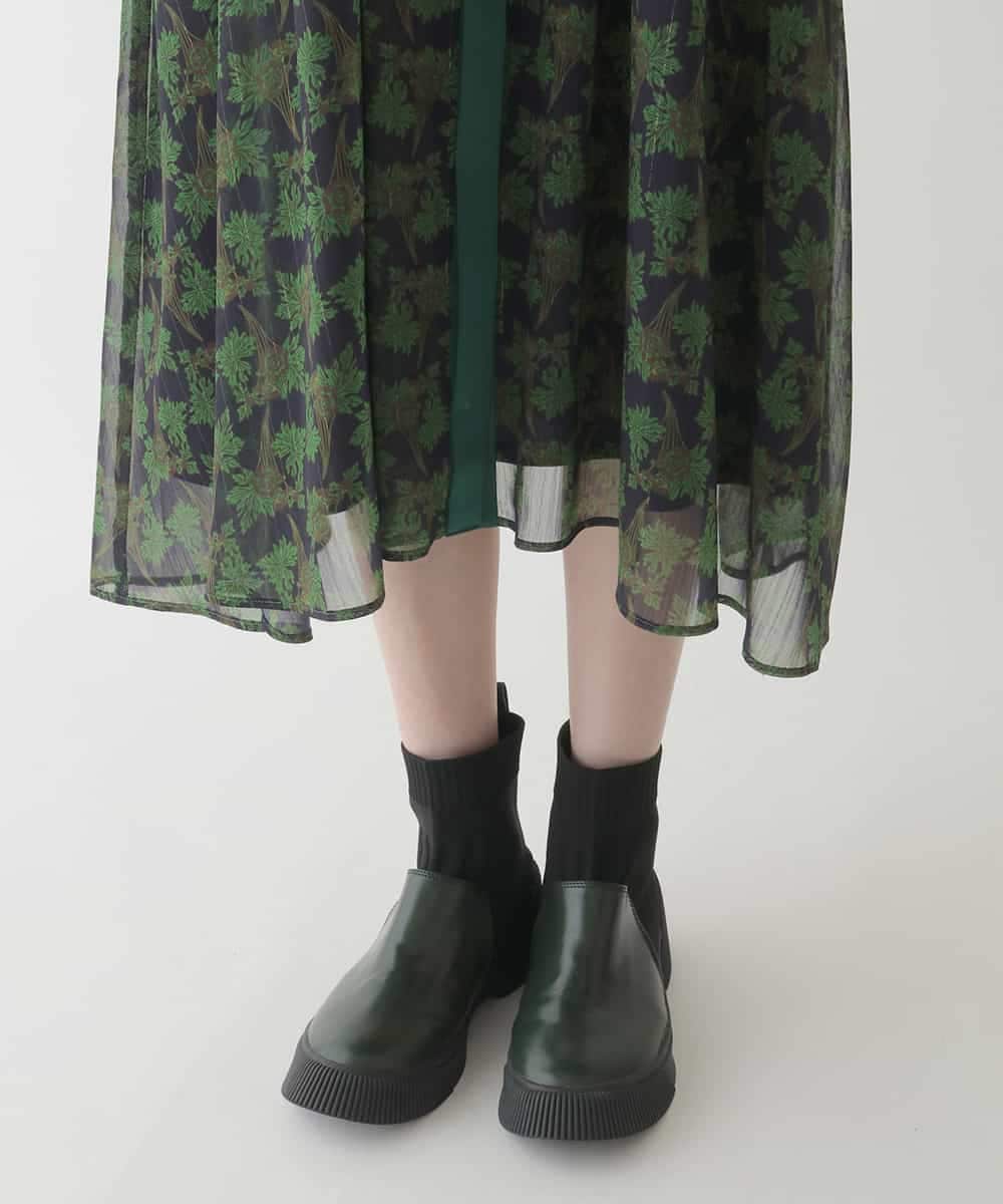 RBELB30430 HIROKO BIS(ヒロコ ビス) ボタニカルプリント楊柳ワンピース /洗える グリーン