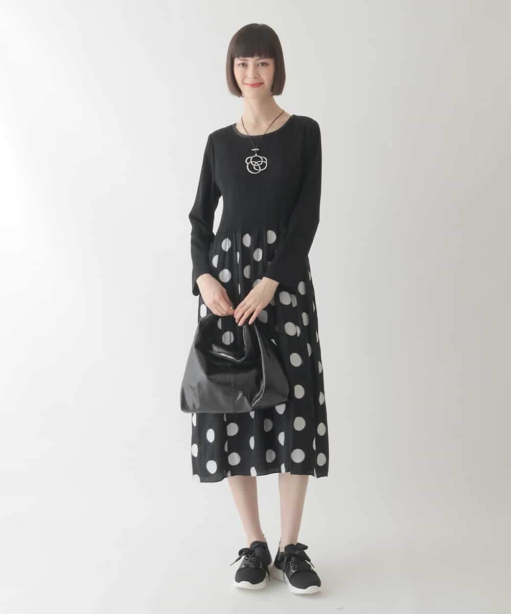 RBELB42490 HIROKO BIS(ヒロコ ビス) ドット柄カットジャカードワンピース ブラック