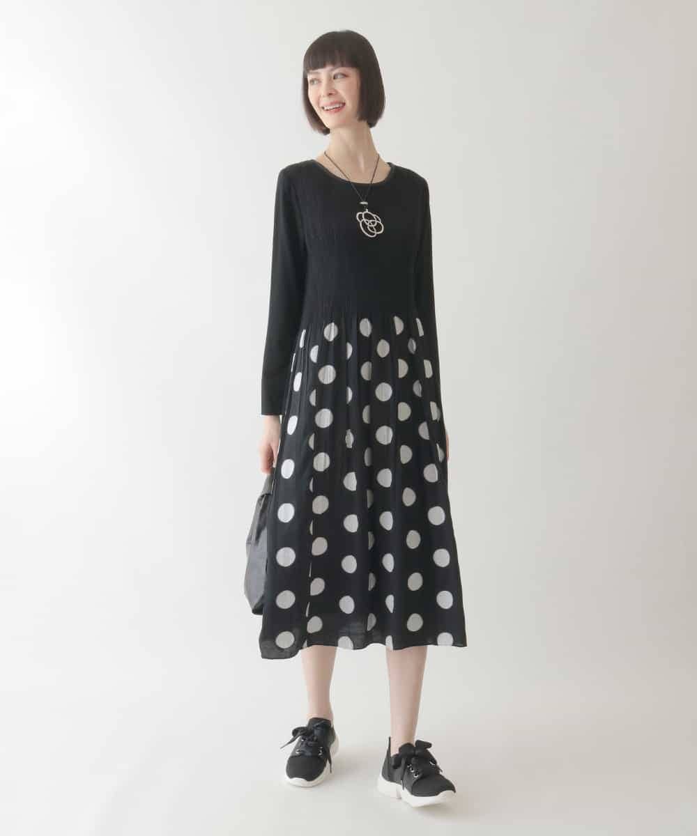 RBELB42490 HIROKO BIS(ヒロコ ビス) ドット柄カットジャカードワンピース ブラック