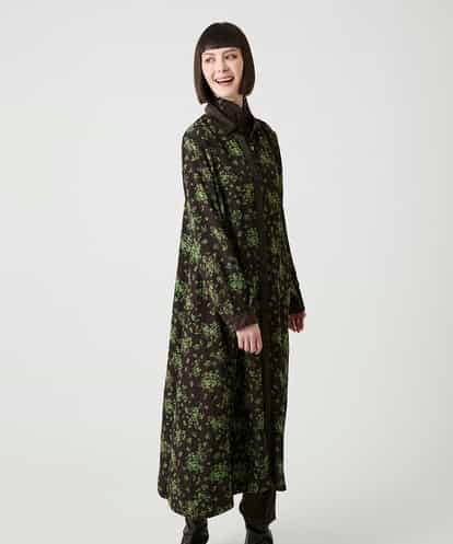 RBELE30490  小付きフラワー柄シャツワンピース