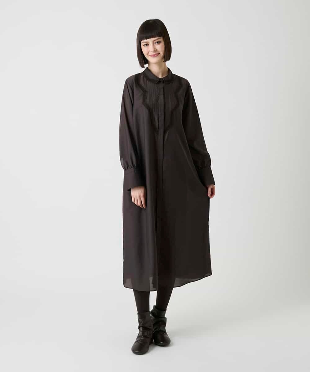 RBELE40490 HIROKO BIS(ヒロコ ビス) 変形レースデザインシャツワンピース ブラウン