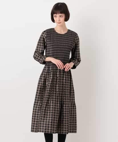 RBELT32430 HIROKO BIS 千鳥柄シャーリングデザインワンピース